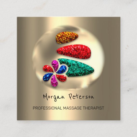 Massage Spa Wellness Flower Gold Logo Stones VIP Afsprakenkaartje (Voorkant)