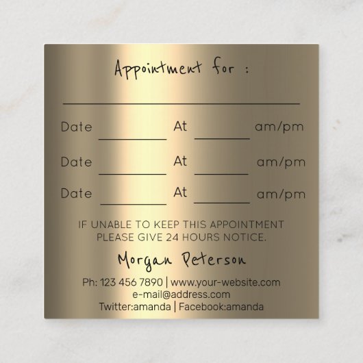 Massage Spa Wellness Flower Gold Logo Stones VIP Afsprakenkaartje (Achterkant)