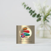 Massage Spa Wellness Flower Gold Logo Stones VIP Afsprakenkaartje (Staand voorkant)