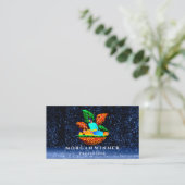 Massage Spa Wellness Glitter Logo Lotus Navy Afsprakenkaartje (Staand voorkant)