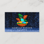 Massage Spa Wellness Glitter Logo Lotus Navy Afsprakenkaartje (Voorkant)