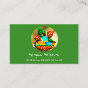Massage Spa Wellness Golden Logo Lotus Green Afsprakenkaartje
