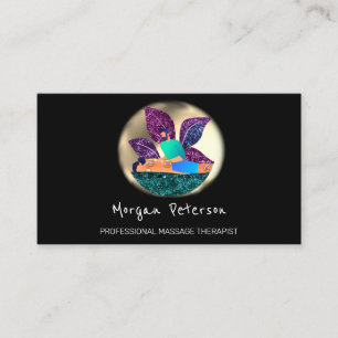 Massage Spa Wellness Golden Logo Lotus Zwart Afsprakenkaartje
