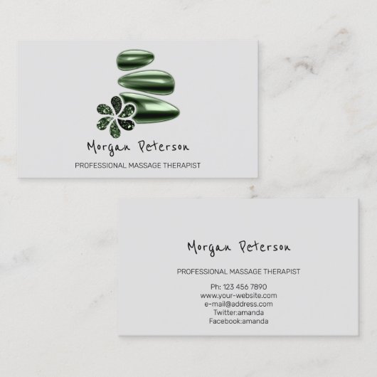 Massage Spa Wellness Green Logo Grey Afsprakenkaartje (Voorkant / Achterkant)