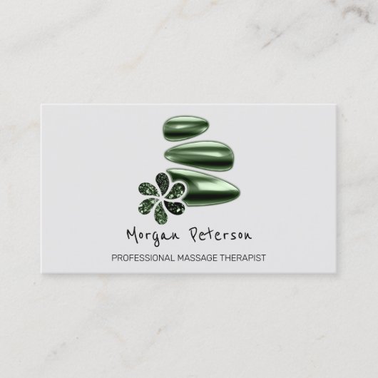 Massage Spa Wellness Green Logo Grey Afsprakenkaartje (Voorkant)