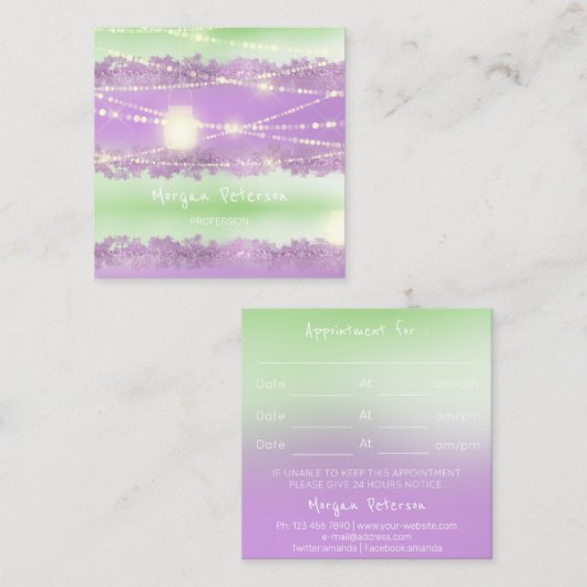 Massage Spa Wellness Paarse gouden verlichting Bea Afsprakenkaartje (Voorkant / Achterkant)