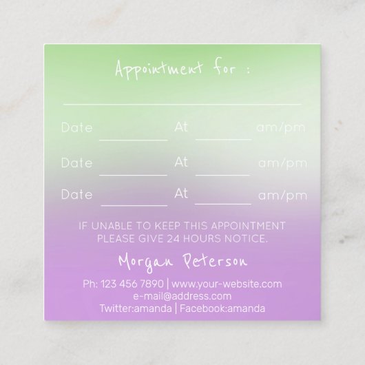 Massage Spa Wellness Paarse gouden verlichting Bea Afsprakenkaartje (Achterkant)