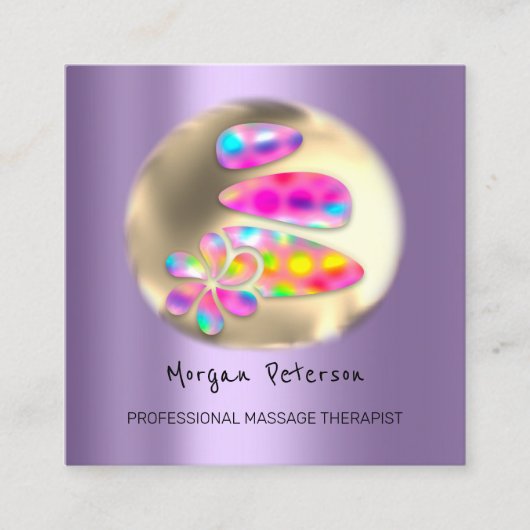 Massage Spa Wellness Stone Gold Logo Holograf Lux Afsprakenkaartje (Voorkant)