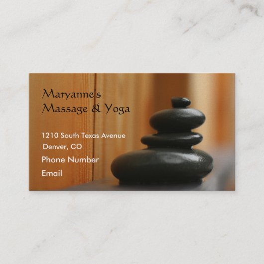 Massage stenen en hout afsprakenkaartje (Voorkant)