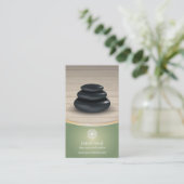 Massage Stones Wood Spa Sage Green Appointment Afsprakenkaartje (Staand voorkant)
