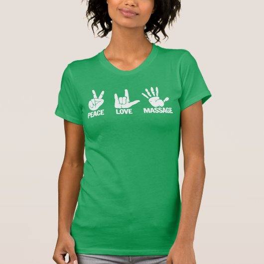 Massage T-Shirt: Vrede, liefde, Massage White T-shirt (Voorkant)