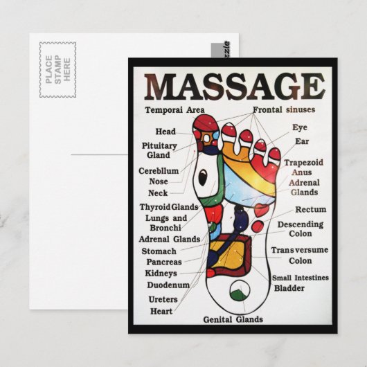 Massage Thai Foot ~ Reflexology-kaart Briefkaart (Voorkant / Achterkant)