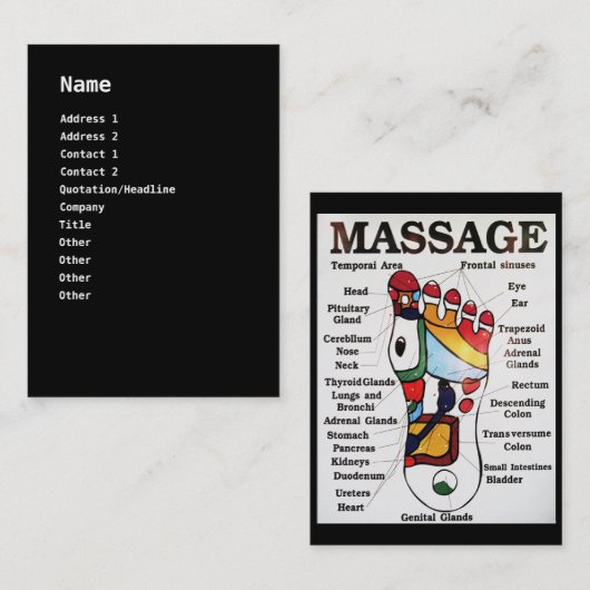 Massage Thai Foot ~ Reflexology-kaart Visitekaartje (Voorkant / Achterkant)