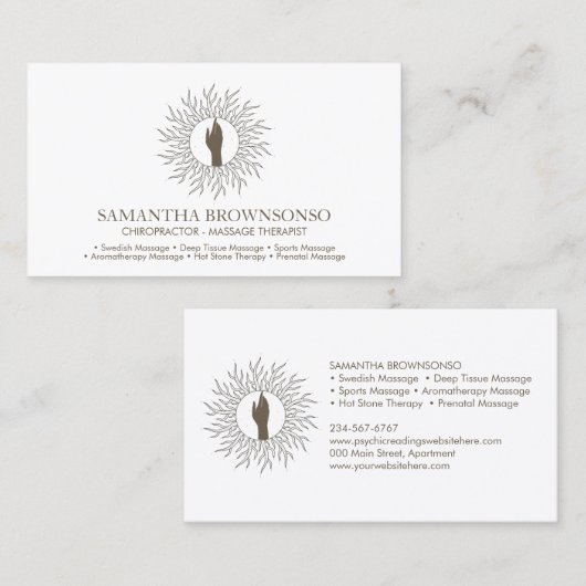 Massage Therapeut Energie Healing Visitekaartje (Voorkant / Achterkant)