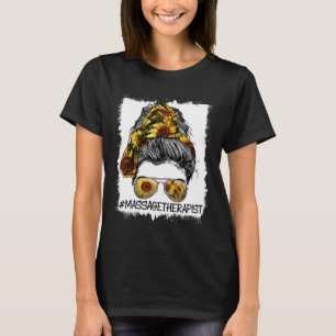 Massage Therapeut Moeder Messy Bun Haar Schattige T-shirt