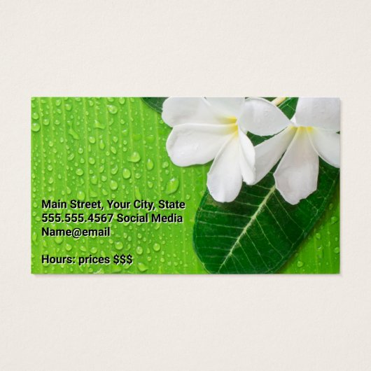 Massage Therapeut Spa | Bloemen en bladeren Visitekaartje (Achterkant)