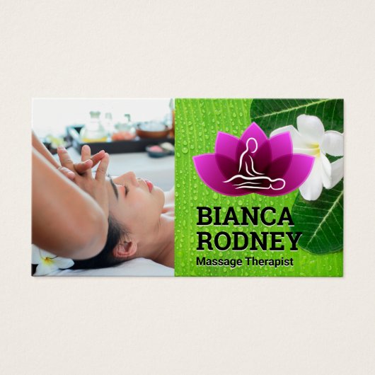 Massage Therapeut Spa | Bloemen en bladeren Visitekaartje (Voorkant)