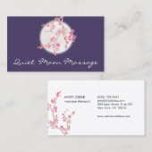 Massage Therapeut Spa Roze Kersenbloesem en Maan Visitekaartje (Voorkant / Achterkant)