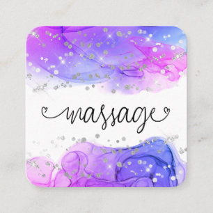 ** Massage Therapie Glitter Hearts Vierkante Visitekaartje