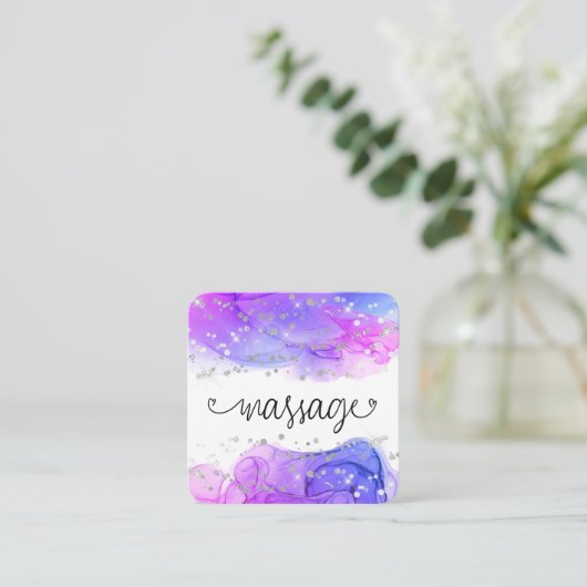 ** Massage Therapie Glitter Hearts Vierkante Visitekaartje (Staand voorkant)