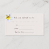 Massage Therapie Tropische Bloem Salon Gift Kortingskaartje (Achterkant)