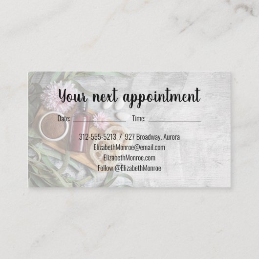 Massage Therapist Appointment Card Afsprakenkaartje (Achterkant)