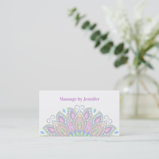 Massage Therapist Beauful Mandala Visitekaartjes (Staand voorkant)