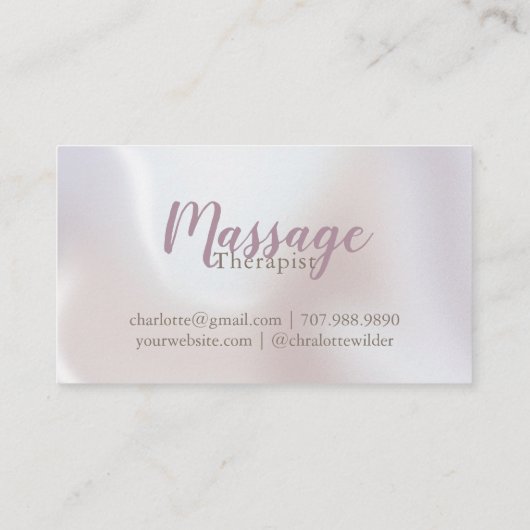 Massage Therapist Blush Pink Script Iridescent Visitekaartje (Achterkant)