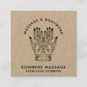 Massage Therapist Body Work Mehndi Henna Kraft Squ Vierkante Visitekaartje (Voorkant)