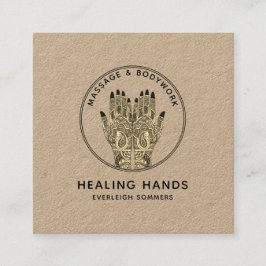 Massage Therapist Body Work Mehndi Henna Kraft Vierkante Visitekaartje