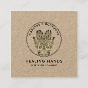 Massage Therapist Body Work Mehndi Henna Kraft Vierkante Visitekaartje