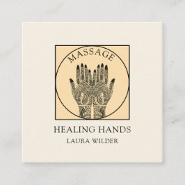 Massage Therapist Body Work Mehndi Henna Square Bu Vierkante Visitekaartje