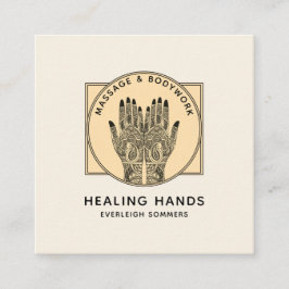 Massage Therapist Body Work Mehndi Henna Square Bu Vierkante Visitekaartje