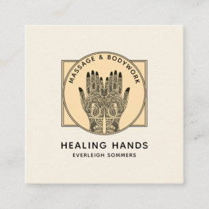 Massage Therapist Body Work Mehndi Henna Square Bu Vierkante Visitekaartje
