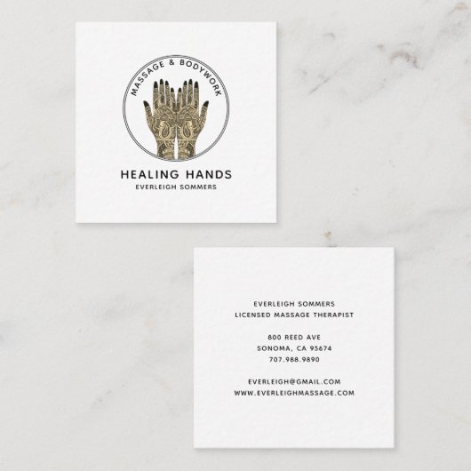 Massage Therapist Body Work Mehndi Henna Square Bu Vierkante Visitekaartje (Voorkant / Achterkant)