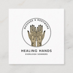 Massage Therapist Body Work Mehndi Henna Square Bu Vierkante Visitekaartje