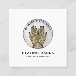 Massage Therapist Body Work Mehndi Henna Square Vierkante Visitekaartje