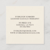 Massage Therapist Body Work Mehndi Henna Square  Vierkante Visitekaartje (Achterkant)