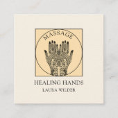 Massage Therapist Body Work Mehndi Henna Square  Vierkante Visitekaartje (Voorkant)