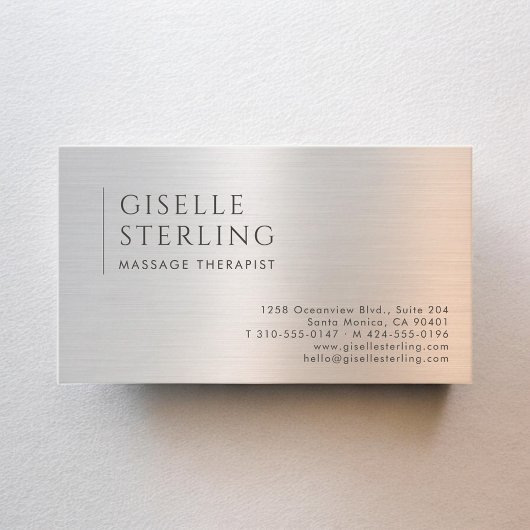 Massage Therapist Brushed Metal Visitekaartje