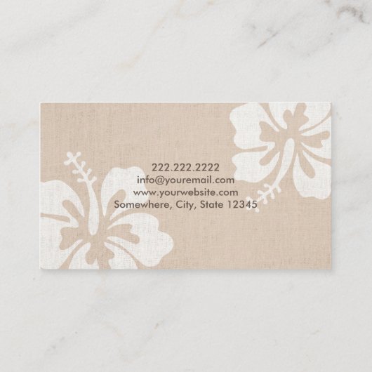 Massage Therapist Classy Hibiscus Beige Linen Visitekaartje (Achterkant)