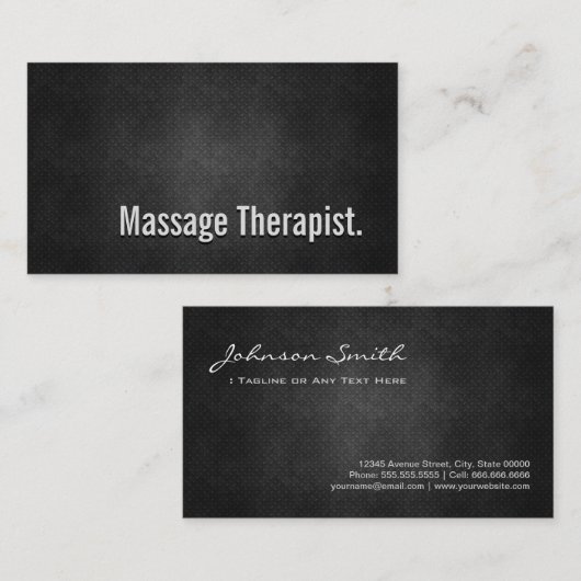 Massage Therapist Cool Black Metal Simpliciet Visitekaartje (Voorkant / Achterkant)