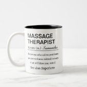Massage Therapist Definition Tweekleurige Koffiemok (Links)