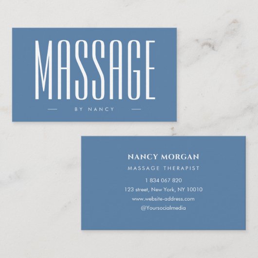 Massage Therapist Dusty Blue  Visitekaartje (Voorkant / Achterkant)