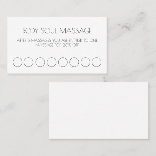Massage Therapist Flat Loyalty Card (Voorkant / Achterkant)
