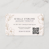 Massage Therapist Floral QR Code Professional Visitekaartje (Achterkant)