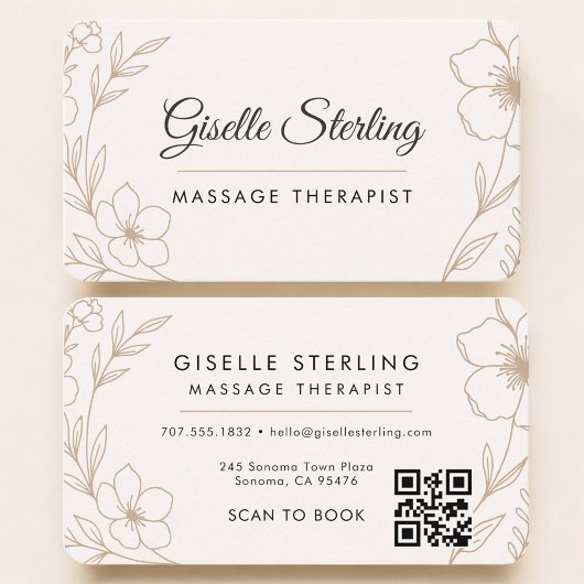 Massage Therapist Floral QR Code Professional Visitekaartje
