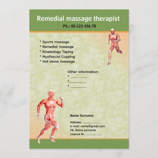 massage therapist  flyer template  kaart (Voorkant)