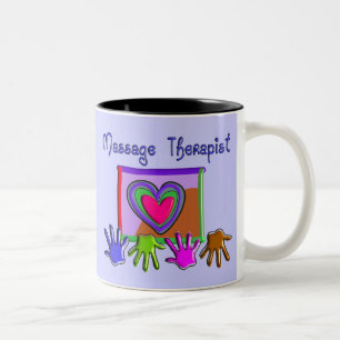 Massage Therapist Funky Artsy Design Gifts Tweekleurige Koffiemok