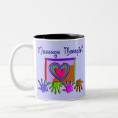 Massage Therapist Funky Artsy Design Gifts Tweekleurige Koffiemok (Links)